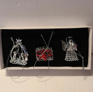 Cokesbury Christmas Glass Ornaments set of 3 Nativity gift angel